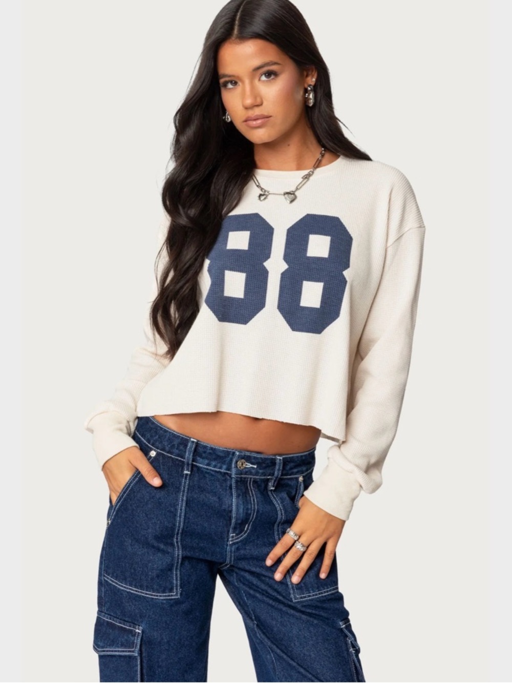 Edikted 88 Waffle Long Sleeve T Shirt